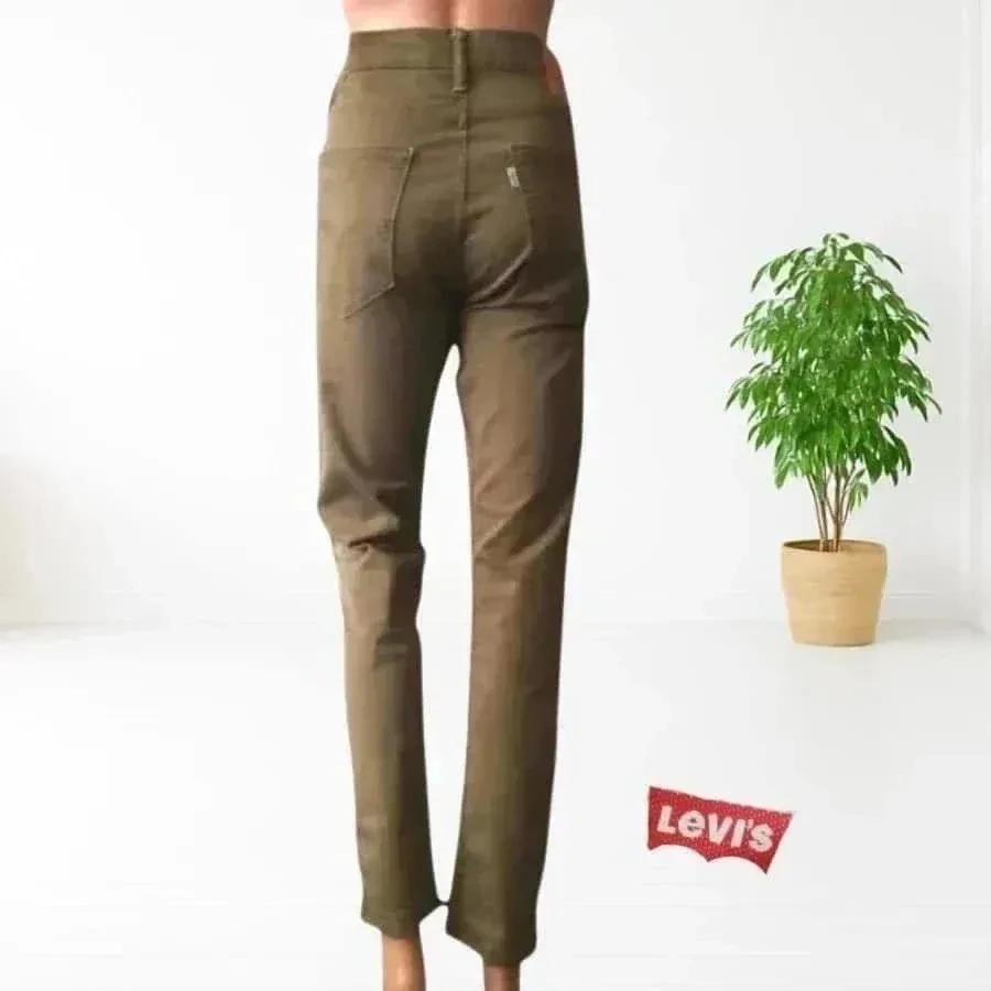 Levi's 512 - slim taper fit - high waist, stretch, khaki / olive color – photo 2